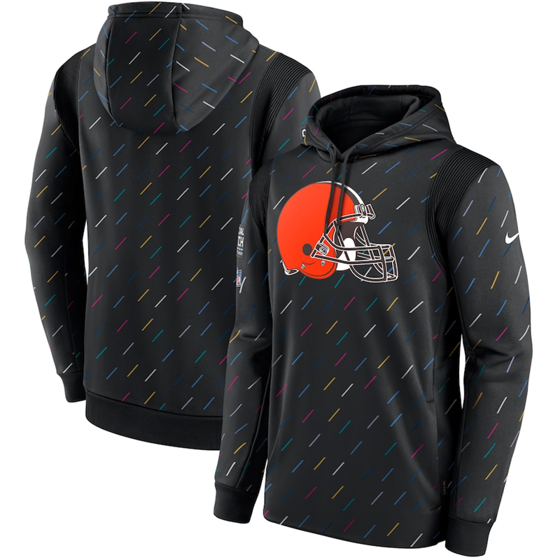 Men's Cleveland Browns 2021 Charcoal Crucial Catch Therma Pullover Hoodie